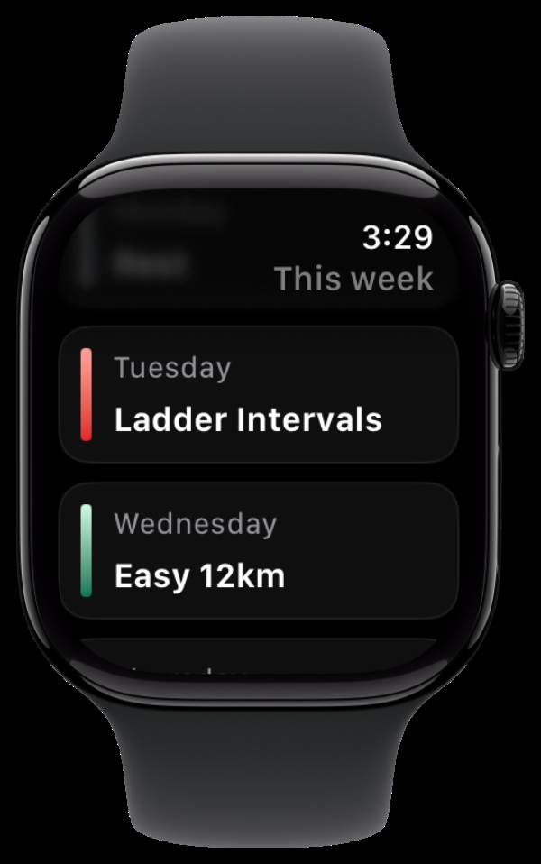 Dangelo on Apple Watch — This week plan with Ladder Intervals and Easy 12km